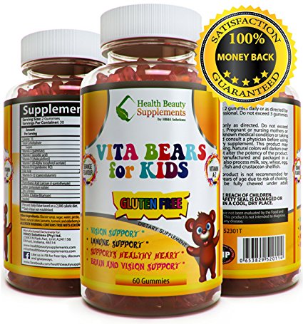 * VITA BEARS FOR KIDS * GLUTEN FREE Kids Multivitamin – All Natural Flavors – Chewable Multivitamin For Kids – Delicious Flavors With Vitamin A,Vitamin B,Vitamin C,Vitamin D,Vitamin E, Zinc.