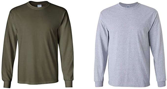 Gildan Men's Heavy Cotton Long Sleeve T-Shirt, Style G5400, 2-Pack