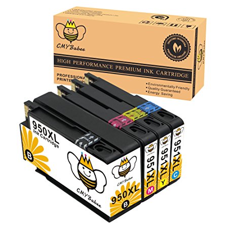 CMYBabee 4-Pack Compatible Ink Cartridge Replacement For HP 950XL HP 951XL 950 951 High Yield (1B/1C/1M/1Y) Used In HP officejet pro 8610 8600 8620 8100 8630 8625 8615 8640 251dw 276dw