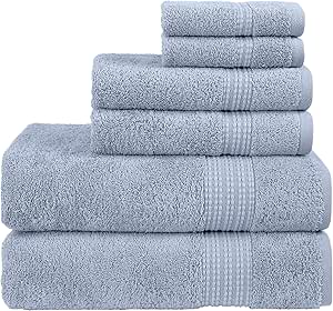 Nine West - Luxury 6 Piece Towel Set, 100% Turkish Cotton Terry Cloth, Quick Drying, Highly Absorbent & Comfy, Includes 2 Bath Towels, 2 Hand Towels & 2 Washcloths | (Blue)