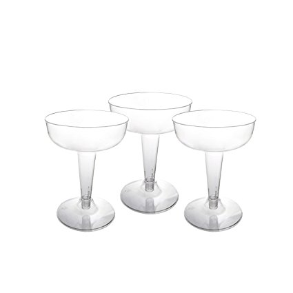 Party Essentials Hard Plastic Two Piece 4-Ounce Champagne Glasses, Clear, Pack of 100