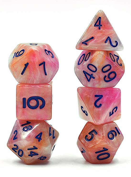 HDdais Polyhedral 7-Die Dice Set Colourful DND Gaming Dice for Dungeons and Dragons Tabletop Roleyplaying & DND Games