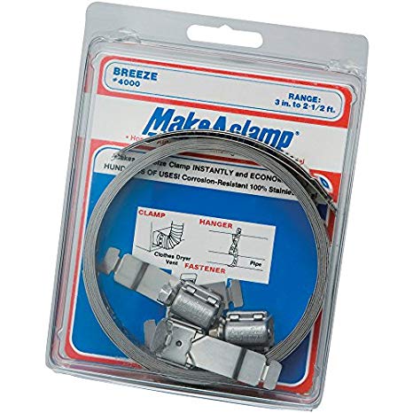 Breeze Make-A-Clamp Stainless Steel Hose Clamp System, 1 Kit contains: 8-1/2 ft band, 3 adjustable fasteners, 1 band splice (Pack of 1)