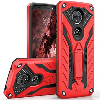 Zizo Static Series Compatible with Motorola Moto e5 Supra Case Military Grade Drop Tested with Built in Kickstand Moto e5 Plus Case RED Black