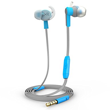 Pulatree In Ear Sport Earphone,Noise Isolating Sweatproof Wired 3.5MM in Ear Headphones Stereo Earbuds with Carry Case ,Microphone Stereo Headset For iPhone iPad, iPod & Android Devices (Blue)