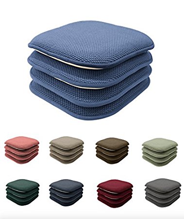 4 Pack: GoodGram Non Slip Honeycomb Premium Comfort Memory Foam Chair Pads/Cushions - Assorted Colors (Blue)