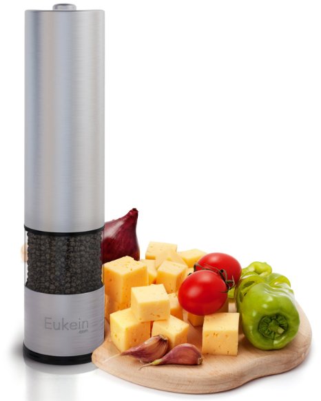 Eukein Automatic Electric Salt or Pepper Grinder Mill Battery Powered with Light At Bottom