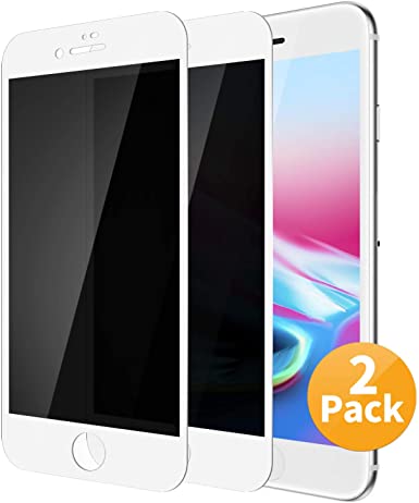 Tensea Compatible Apple iPhone 8 Plus and iPhone 7 Plus Privacy Screen Protector, Anti-Spy Tempered Glass Film, 3D Full Coverage Screen Protector for iPhone 8 Plus and 7 Plus, 5.5 inch, 2 Pack (White)