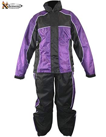 Xelement RN4764 Womens Black/Purple 2-Piece Motorcycle Rain Suit - X-Large