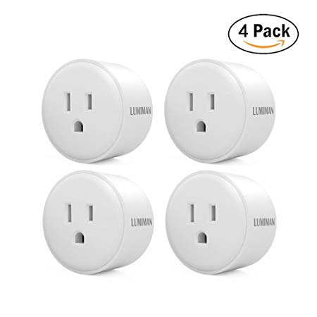 WiFi Smart Plug Outlet 4 Pack, Remote Control Mini Smart Socket Works with Alexa and Google Home Assistant, No Hub Required, LUMIMAN LM610