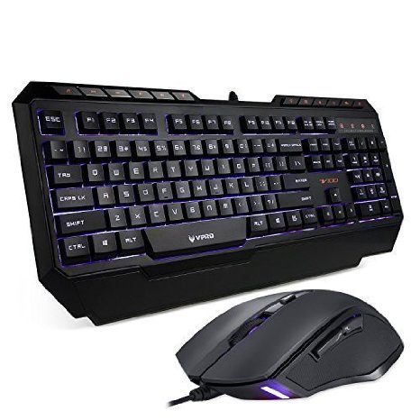 Arion Rapoo V100 Full Keys Programmable Luminous High-Speed PRO Gaming Keyboard and Mouse 2-in-1 Combo - Black