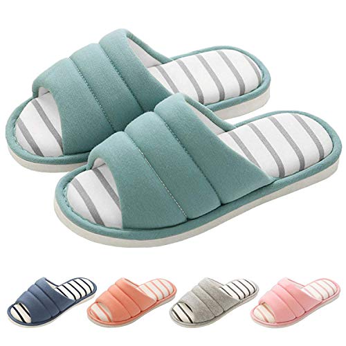 Shevalues Women's Soft Indoor Slippers Open Toe Cotton Memory Foam Slip on Home Shoes House Slippers