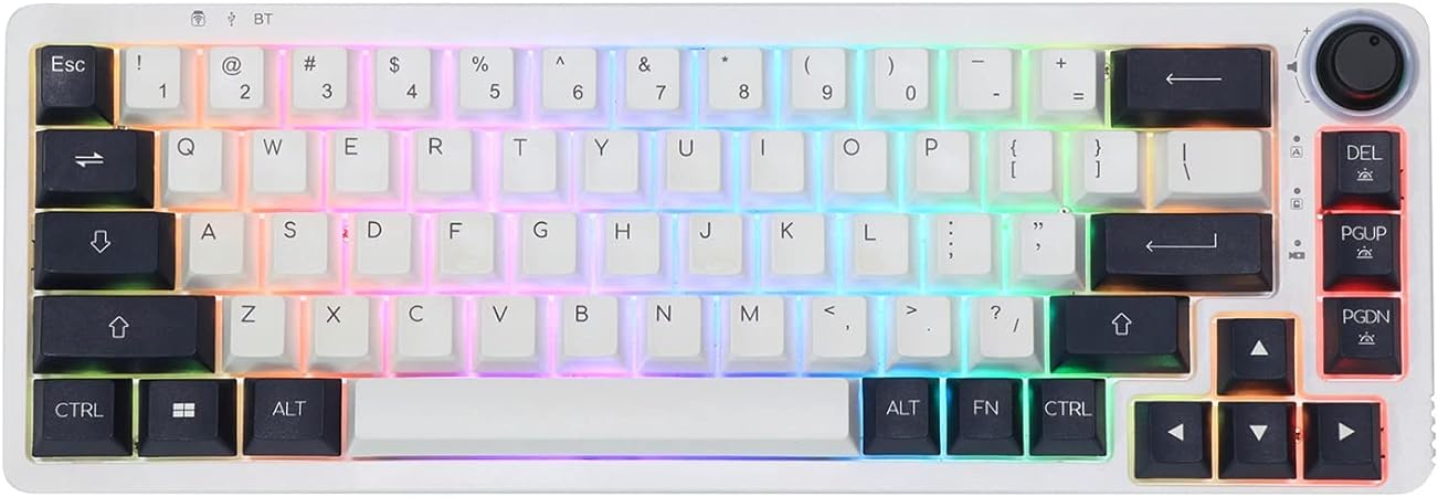 EPOMAKER Theory TH68 Pro 65% 67 Keys RGB Hotswap Programmable Bluetooth 5.0/2.4Ghz Wireless/USB-C Wired Triple Modes Mechanical Gaming Keyboard with Rotary Knob for Win/Mac (Wisteria Linear Switch)