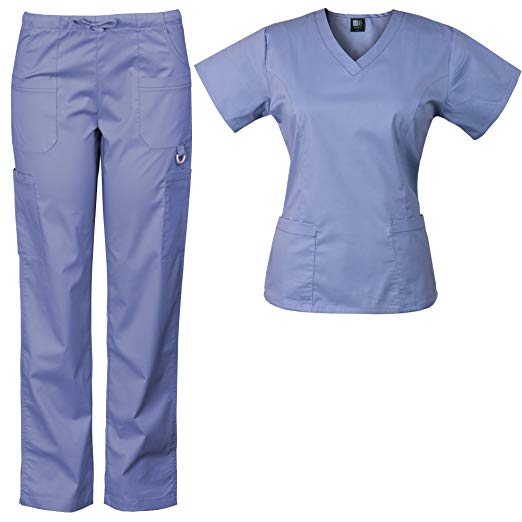 Medgear Women’s Solid Scrubs Set Eversoft 2-Way Stretch Fabric 7895ST