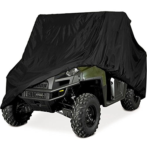 HEAVY DUTY WATERPROOF SUPERIOR UTV SIDE BY SIDE COVER COVERS FITS UP TO 120"L W/ROLL CAGE BLACK COLOR ATV COVER RHINO RANGER MULE GATOR PROWLER YAMAHA PROWLER RANCHER FOREMAN FOURTRAX RECON 4x4