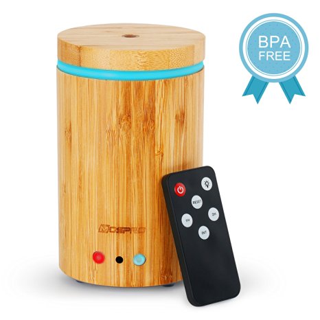 MOSPRO Real Bamboo Wood Ultrasonic Diffuser with Remote Control Electric Air Fresheners
