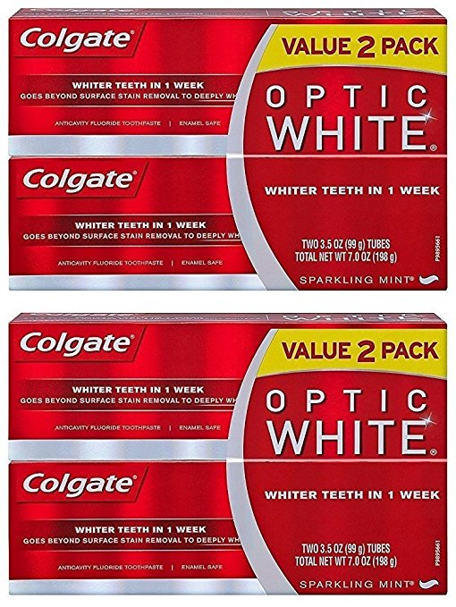 Colgate Optic White Toothpaste, Sparkling Mint, 3.5 Oz (Pack of 4)