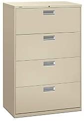 HON Brigade 600 Series 4 Drawer Lateral Legal or Letter File Cabinet in Putty