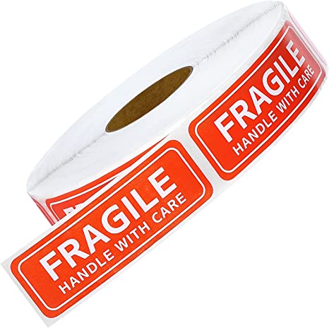 LKXSPLABE 1"x 3" Fragile Stickers 1000 Packing Labels Handle with Care Strong Adhesive for Box Shipping and Moving