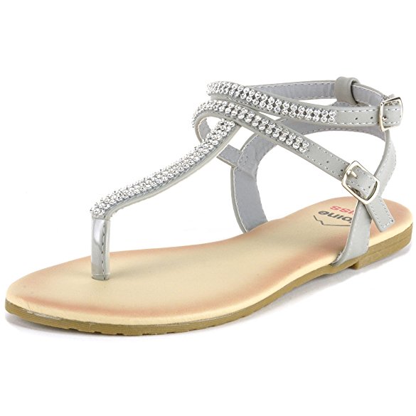 Alpine Swiss Womens Slingback T-Strap Rhinestone Ankle Strap Thong Sandals