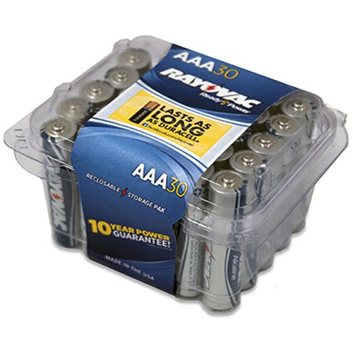 Rayovac Alkaline AAA Batteries, 824-30F, 30-Pack with Recloseable Lid