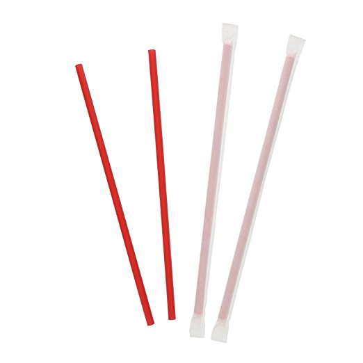 Pactiv 10.25" Giant Red Drinking Straws (400-Pack) - Individually Wrapped Plastic Straws for Smoothies, Milkshakes and Slushies - Ideal for Parties, Smoothie Bars and Ice Cream Shops - Premium Quality