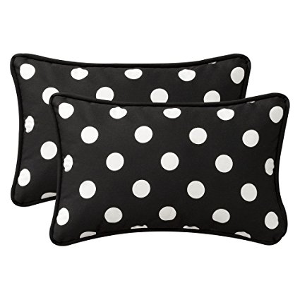 Pillow Perfect Decorative Black/White Polka Dot Toss Pillows, Rectangle, 2-Pack