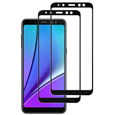 ROOTE Galaxy A8 2018 Screen Protector, [2 Pack] [Full Coverage] [Full Adhesive Glue] [Bubble Free ] Tempered Glass Protection Film for Samsung Galaxy A8 2018.