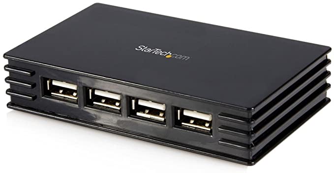 StarTech.com 4 Port Compact Black USB 2.0 Hub - Bus-powered or with Included Power Adapter - Portable Mac/PC laptop hub (ST4202USB)