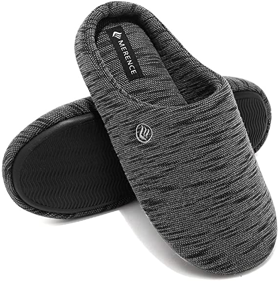 CIOR Fantiny Men’s Memory Foam Slippers Comfort Knitted Cotton-Blend Closed Toe Non-Slip House Shoes Indoor & Outdoor