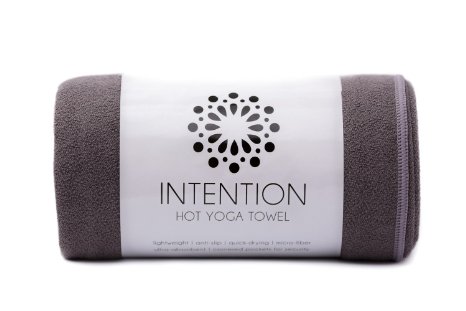 Intention Yoga Towel - Microfiber Hot Yoga Towel, Non Slip Corners, Protect Yoga Mat and Improve Grip