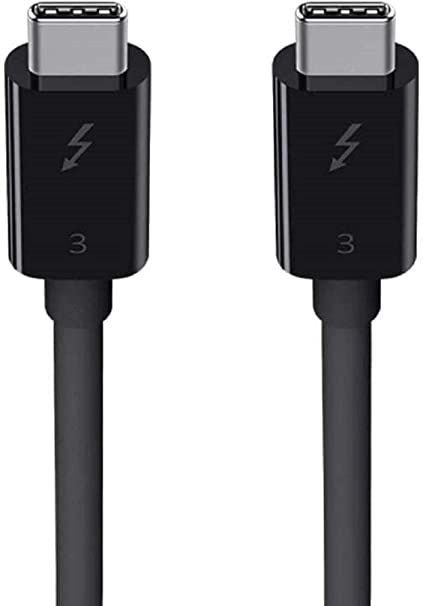 Belkin F2CD084bt0.8MBK Thunderbolt 3 Cable (100W, USB-C to USB-C Cable), 2.6ft/0.8M, Black