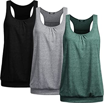 Beyove Racerback Tank Tops for Women Yoga Athletic Workout Tops Sleeveless Loose Fit Muscle Shirts Activewear 3 Pack