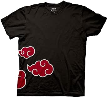 Ripple Junction Naruto Shippuden Men's Short Sleeve T-Shirt Akatsuki Clouds & Anti-Leaf Front & Back Logo Officially Licensed