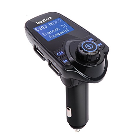FM Transmitter, DeroTech Wireless In-Car Bluetooth FM Transmitter Radio Adapter Car Kit with Dual Port USB Car Charger,Hands-free Calling,TF Card Mp3 Player