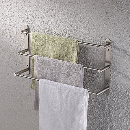 KES 3-Tiers Bath Towel Bar 23.6-Inch Stainless Steel Bathroom Towel Rack Wall Mount, Brushed Finish, BTH202S3-2