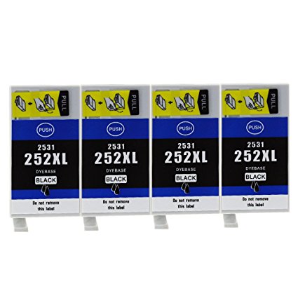 Aken 1 Color (4 x Black) Replacement for Epson 252 Ink Cartridges Compatible with Epson Wf 3640 Wf 3630 Wf 3620 Wf 7610 Wf 7620 Wf 7110 Printers