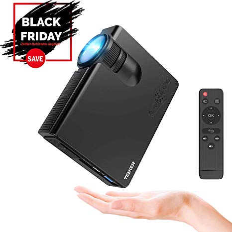 TENKER N5 Mini Projector +50% Lumens Portable Video-Projector, 50,000 Hours Multimedia Home Theater Movie Projector 1080P Support, Compatible with Amazon Fire TV Stick HDMI, VGA, USB, AV, Laptop