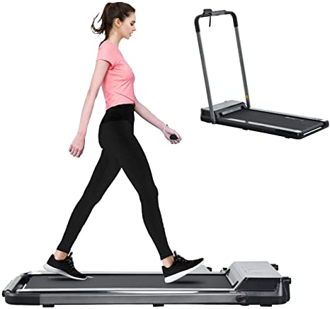 2 in 1 Electric Folding Treadmill, Under Desk Treadmill with LCD Display and 12 Preset Workout Programs, Space Saving Walking Running Machine for Home & Office Exercise