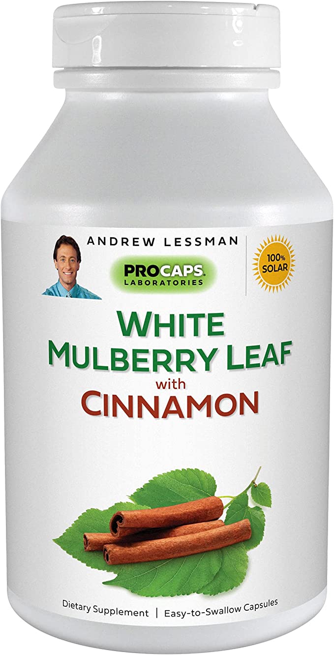 ANDREW LESSMAN White Mulberry Leaf with Cinnamon 180 Capsules - Standardized White Mulberry Leaf with Cinnamon Bark Extract.