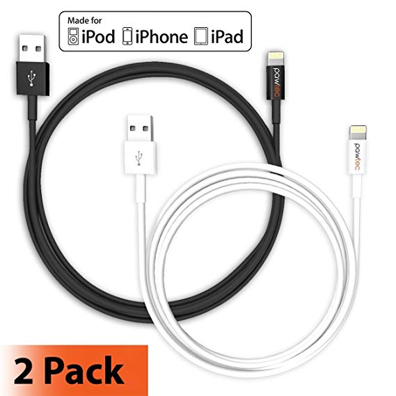 [Apple MFi Certified] Pawtec Premium Lightning to USB Charge Sync Cable 3.3ft / 1M Ultra Slim - Compatible with iPhone Xs/XS Max/XR / X / 8/7 / 6s / 6, iPad Pro/Air / Mini, iPod (2 Color Pack)