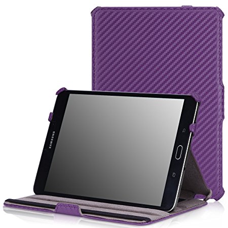 MoKo Tab S2 8.0 Case - Slim-Fit Multi-angle Folio Cover Case With Auto Wake / Sleep for Samsung Galaxy Tab S2 / S2 Nook 8.0 inch Tablet, Carbon Fiber PURPLE