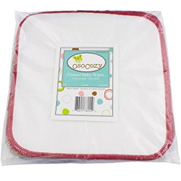 OsoCozy Flannel Baby Wipes - 15 Pack (White) - Reusable And Washable - Use With Cloth Diapers And Other Cleanups - Soft And Absorbent