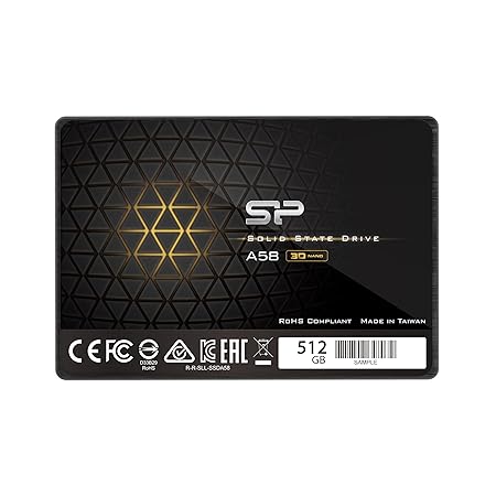 Silicon Power Ace A58 512GB SSD 3D NAND Performance Boost SATA III 2.5" 7mm (0.28") Internal Solid State Drive