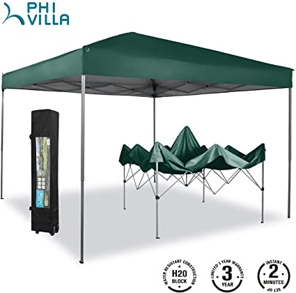 PHI VILLA 10 x 10ft Portable Pop Up Canopy Event Tent Party Tent, 100 Sq. Ft of Shade (Green)