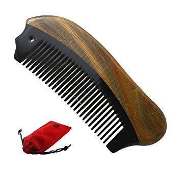 Meta-C Portable Beard Comb – Perfect Arsenal For Men's Beard care – NO SNAGS, NO TANGLE, NO STATIC - Handcraft Wood and Horn