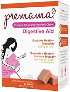 Premama Digestive Aid Prenatal Fiber and Probiotic Chew Supplement, Vanilla Caramel, 6.0 Ounce