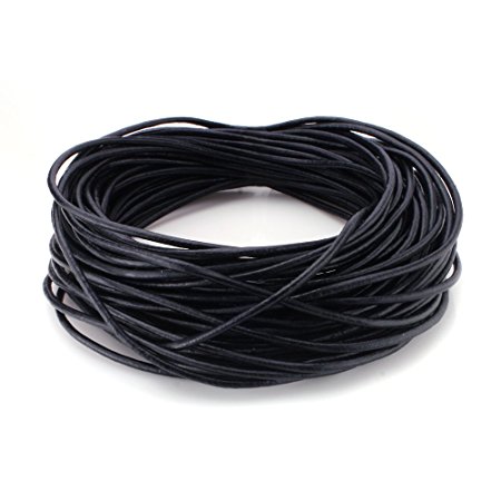 Beadnova 1.5 mm Genuine Round Leather Cords For Bracelet Neckacle Beading Jewelry Making 10 meter / 10 Yard(02.Black)