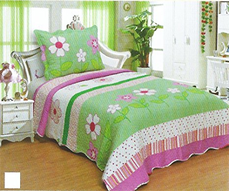 Kids' Boys & Girls Twin Size Polyester Double Sides 2pcs Bedspread Quilt Coverlet & Sham 05