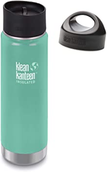 Klean Kanteen 20 oz Wide Mouth Insulated Bottle Sea Creast, With Leak Proof Café Cap 2.0 and Loop Cap